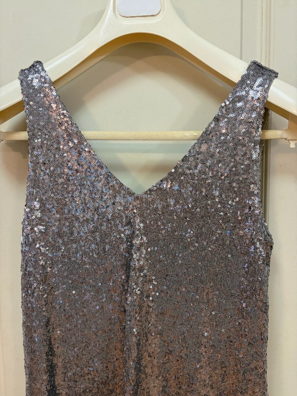 Forever 21 Women's Size M 100% Nylon/PolyamideTank Style Sequined Dress. Silver.